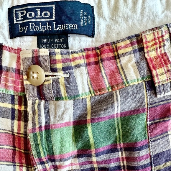 Vintage Madras Patchwork Polo Ralph Lauren Philip Pant | 90s / Y2K Preppy Chino - Picture 4 of 11